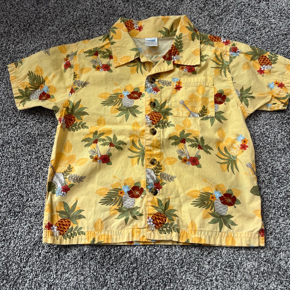 Vintage Gymboree Yellow Pineapple Hawaiian Shirt - Tropical Short Sleeve